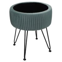 Sitzhocker mit Staufach Ø33cm Samt-Optik grün Gestell schwarz