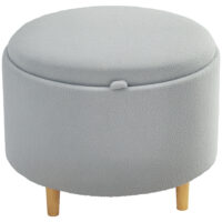 Sitzhocker mit Stauraum für Wohnzimmer Teddyfleece grau