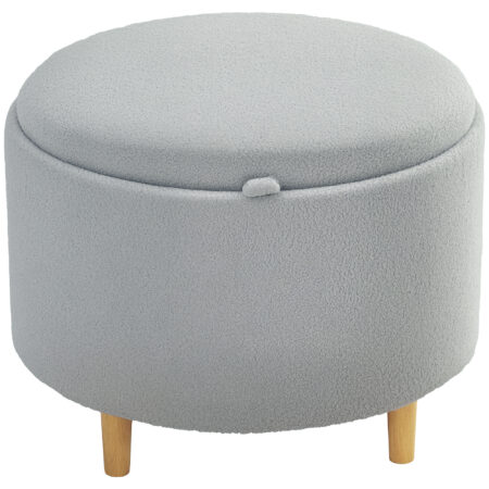Sitzhocker mit Stauraum für Wohnzimmer Teddyfleece grau