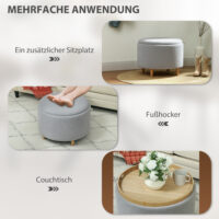 Sitzhocker mit Stauraum für Wohnzimmer Teddyfleece grau
