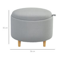 Sitzhocker mit Stauraum für Wohnzimmer Teddyfleece grau