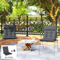 Sitzkissen 4er Set wasserabweisend rutschfest Indoor Outdoor dunkelgrau