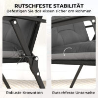 Sitzkissen 4er Set wasserabweisend rutschfest Indoor Outdoor dunkelgrau