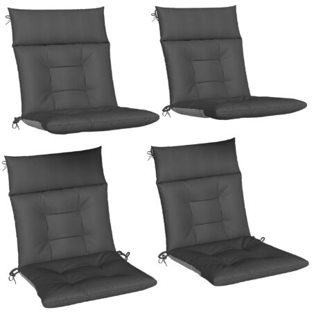 Sitzkissen 4er Set wasserabweisend rutschfest Indoor Outdoor dunkelgrau