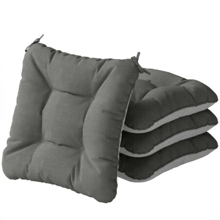 Sitzkissen 4er Set rutschfest mit Bändern für Stühle outdoor indoor