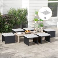 Hellgraues 6er-Set quadratischer Sitzkissen, 40x40x4cm, vielseitig einsetzbar für Indoor und Outdoor, bietet zusätzlichen Sitzkomfort.