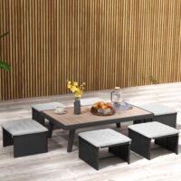 Hellgraues 6er-Set quadratischer Sitzkissen, 40x40x4cm, vielseitig einsetzbar für Indoor und Outdoor, bietet zusätzlichen Sitzkomfort.