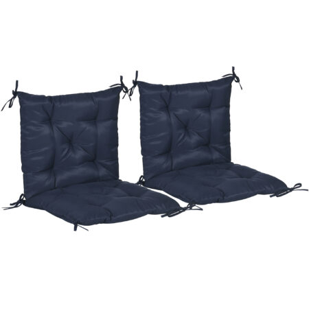 Sitzkissen 2er Set dick mit Bindebändern 98x50cm dunkelblau