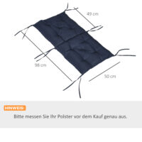 Sitzkissen 2er Set dick mit Bindebändern 98x50cm dunkelblau