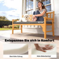 Sitzkissen für Gartenbank wasserabweisend 110x46cm dunkelgrau