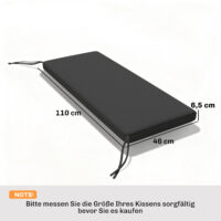 Sitzkissen für Gartenbank wasserabweisend 110x46cm dunkelgrau