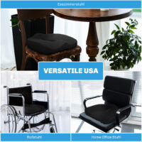 Schwarzes ergonomisches orthopädisches Sitzkissen aus Memory-Schaum, unterstützt eine gesunde Sitzhaltung und entlastet den Rücken.