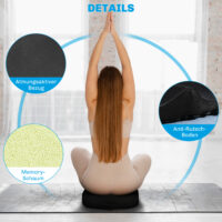 Schwarzes ergonomisches orthopädisches Sitzkissen aus Memory-Schaum, unterstützt eine gesunde Sitzhaltung und entlastet den Rücken.