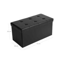 Sitztruhe zur Aufbewahrung, 76cm, Kunstleder Schwarz