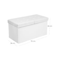 Sitztruhe in Weiß mit 76 cm Länge, bietet zusätzlichen Stauraum.