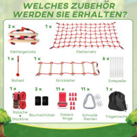 Slackline Kletterset für Kinder mit Schaukel Netz und Turnringen