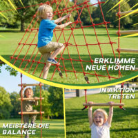 Slackline Kletterset für Kinder mit Schaukel Netz und Turnringen