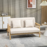 Sofa 2-Sitzer kompakt Leinenoptik beige
