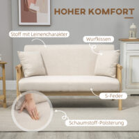 Sofa 2-Sitzer kompakt Leinenoptik beige