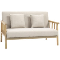 Sofa 2-Sitzer kompakt Leinenoptik beige