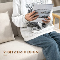Sofa 2-Sitzer kompakt Leinenoptik beige