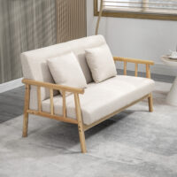 Sofa 2-Sitzer kompakt Leinenoptik beige