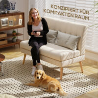 Sofa 2-Sitzer gepolstert für kleine Räume Leinenoptik beige