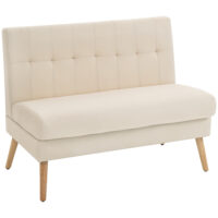 Sofa 2-Sitzer gepolstert für kleine Räume Leinenoptik beige