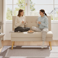 Sofa 2-Sitzer gepolstert für kleine Räume Leinenoptik beige
