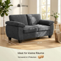Sofa 2-Sitzer mit Federkernpolster für Wohnzimmer Chenille dunkelgrau