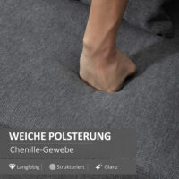 Sofa 2 Sitzer mit Kissen für Wohnzimmer und Schlafzimmer Samtoptik grau