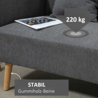 Sofa 2 Sitzer mit Kissen für Wohnzimmer und Schlafzimmer Samtoptik grau