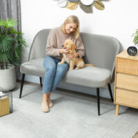 Sofa 2-Sitzer modern mit Samtbezug grau