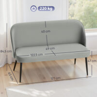Sofa 2-Sitzer modern mit Samtbezug grau