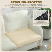 Sofa Couch 2-Sitzer klein für Wohnzimmer Sherpa-Fleece cremeweiss