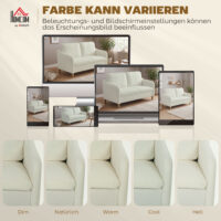 Sofa Couch 2-Sitzer klein für Wohnzimmer Sherpa-Fleece cremeweiss