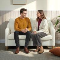 Sofa Couch 2-Sitzer klein für Wohnzimmer Sherpa-Fleece cremeweiss
