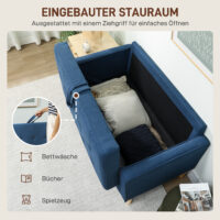 Sofa 2-Sitzer mit Stauraum und Kissen blau