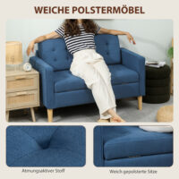 Sofa 2-Sitzer mit Stauraum und Kissen blau