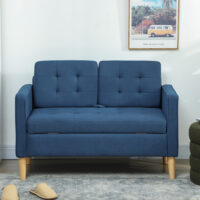Sofa 2-Sitzer mit Stauraum und Kissen blau