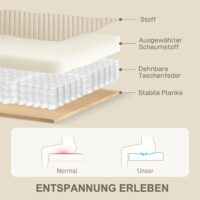 Sofa 3-Sitzer mit Kissen für Wohnzimmer Schlafzimmer Cord cremeweiss