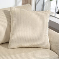 Sofa 3-Sitzer mit Kissen für Wohnzimmer Schlafzimmer Cord cremeweiss