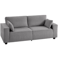 Sofa 3-Sitzer modern mit Federkern und Kissen Cord hellgrau