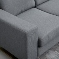 Sofa 3 Sitzer mit Kissen Leinenoptik Stoff dunkelgrau