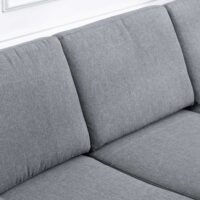 Sofa 3 Sitzer mit Kissen Leinenoptik Stoff dunkelgrau