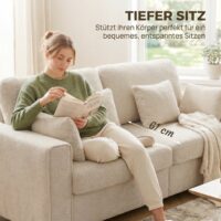 Sofa 3-Sitzer mit Kissen für Wohnzimmer Samt beige