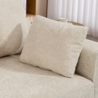 Sofa 3-Sitzer mit Kissen für Wohnzimmer Samt beige