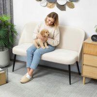 Sofa Couch 2-Sitzer modern für Wohnzimmer Samt beige