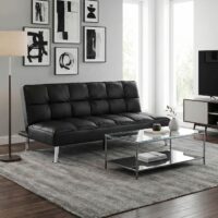 Sofa Klappsofa Schlafsofa Nosagfederung Liegefläche 181x107cm Kunstleder schwarz