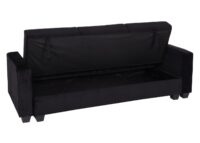 Sofa mit Ottomane Gästebett Schlaffunktion Stauraum 217x145cm Samt schwarz